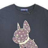 LV Cartoon Design Dog Printed Black T-Shirt (Imported Premium Finish) - Photo 4