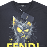 Fendi Angry Cat Printed Black T-Shirt (Imported Premium Finish) - Photo 4