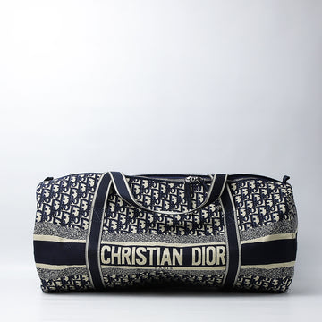 Christian Dior 2020 Oblique-Pattern Holdall Bag Blue (Dot Perfect)