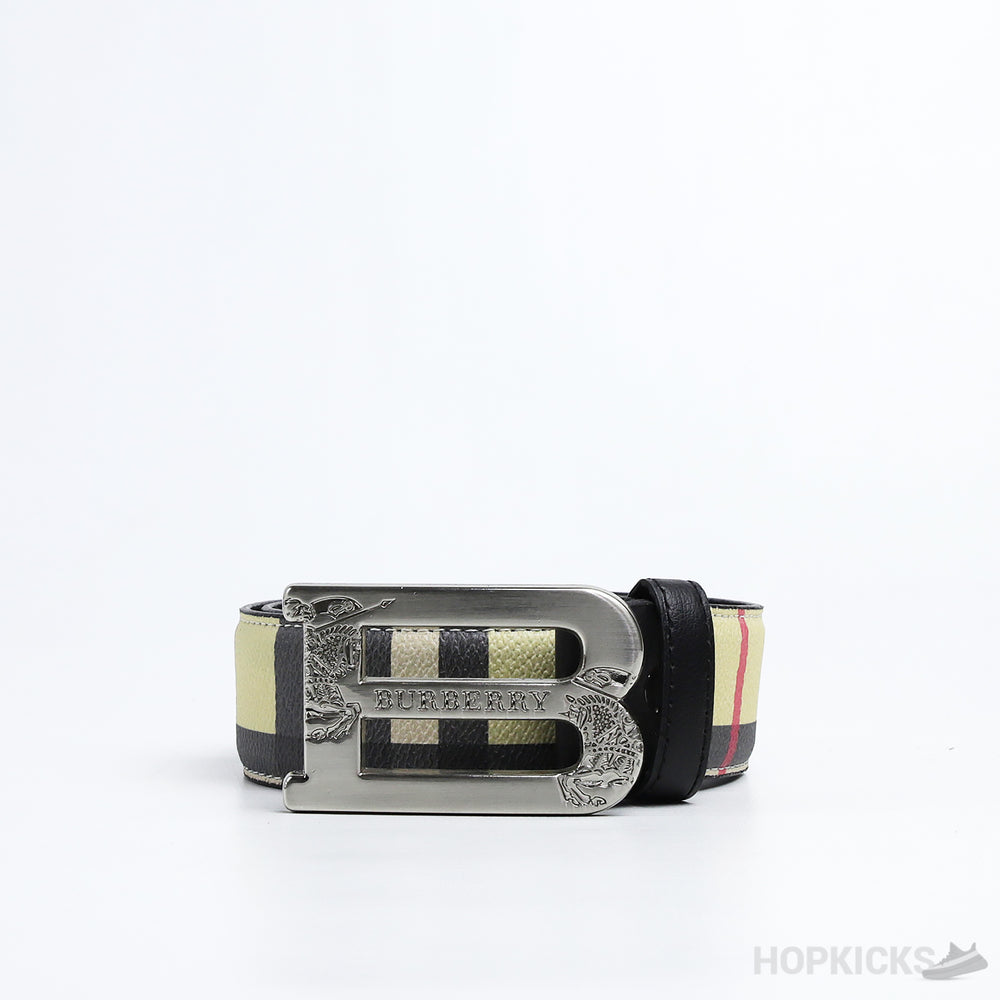 B*rberry Vintage Black Check Leather Belt
