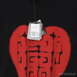 Givenchy Red Heart Printed Black T-Shirt - Photo 3