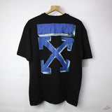 Off-White Blue Paint Print Black T-Shirt - Photo 2