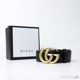 GG Marmont Embossed Black-Gold Belt - Photo 4