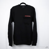Prada Red Logo Patch Pocket Black Sweatshirt - Photo 1