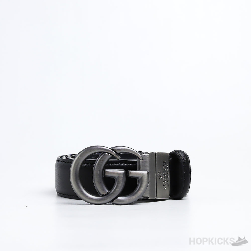GG Sliver Buckle Black Belt