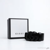GG Black Logo Buckle Leather Black Belt - Photo 4