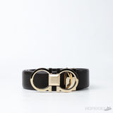 Ferragamo Ganici Gold Buckle Black Belt - Photo 1