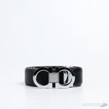 F*rragamo Gancini Silver Logo Buckle Black Leather Belt - Photo 1