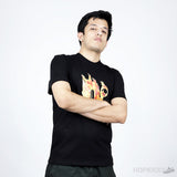 Palm Angels Logo on Fire Black T-Shirt - Photo 3