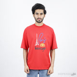 Balenciaga Paris Print Logo Red T-Shirt - Photo 1