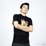 Palm Angels Logo on Fire Black T-Shirt - Photo 6