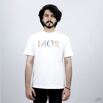 Dior Flowers Embroidered T-Shirt White