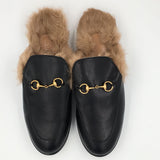 Gucci Fur Lined Leather Loafer Slides - Photo 1