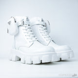 Prada Monolith Brushed Leather Nylon Boots (Dot Perfect) - Photo 7