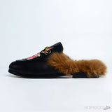 Gucci Princetown Floral furr Loafers - Photo 1