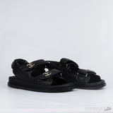 Chanel Grained Calfskin Velcro Dad Sandals Black (Premium Plus Batch) - Photo 7