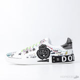 D&GG Graffiti-Printed Lace-Up Sneakers (Dot Perfect) - Photo 1