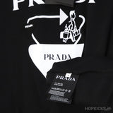 PRADA Black White Logo T-Shirt - Photo 5