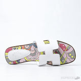 Hermes Oran Flat Sandal White Silk Print Lining (Premium Plus Batch) - Photo 4