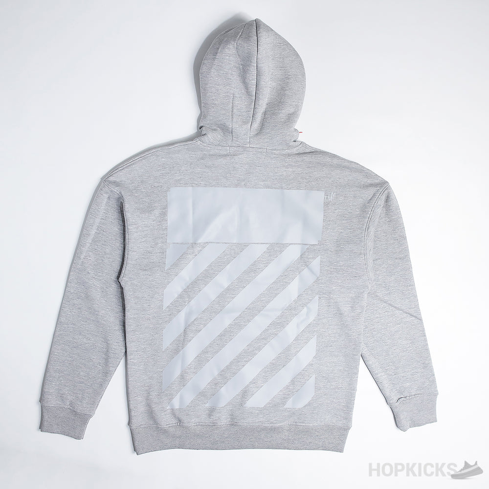 Off-White Virgil Abloh Melange Gray Diag Tab Hoodie