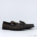 LV Moccasin Plain Leather Gold Black Loafers (Dot Perfect) - Photo 7