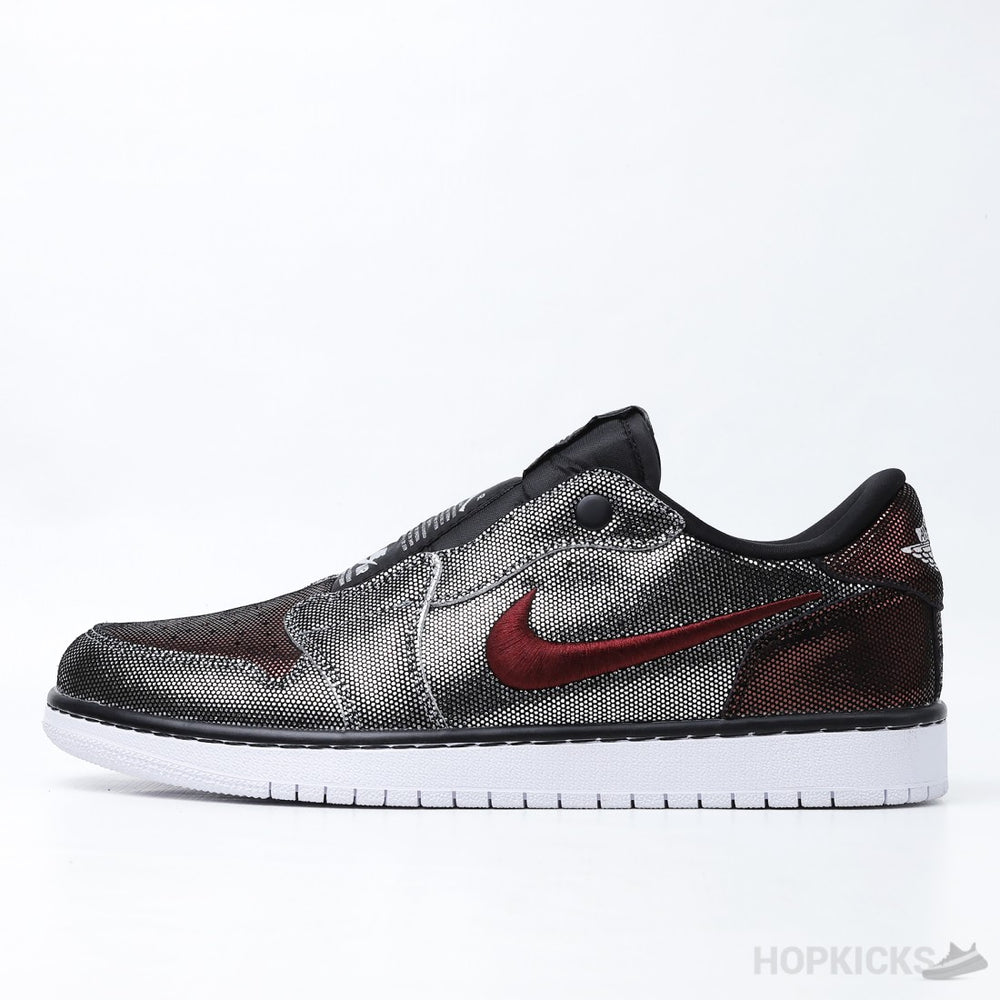 Air Jordan 1 Low Slip Shiny Black Red (Premium Plus Batch)