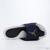 Air Jordan Hydro V Retro Obsidian Navy Blue White Slides - Photo 7
