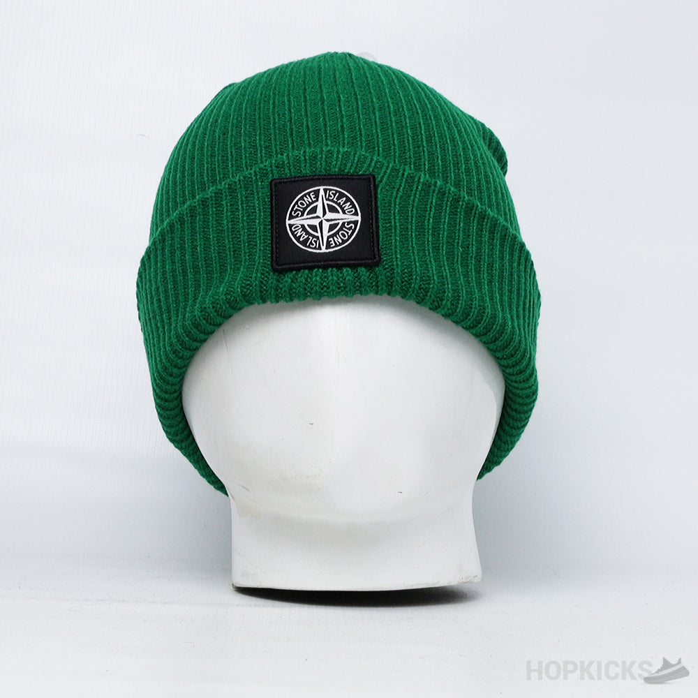 Stone Island Rib-Knit Compas Beanie Green