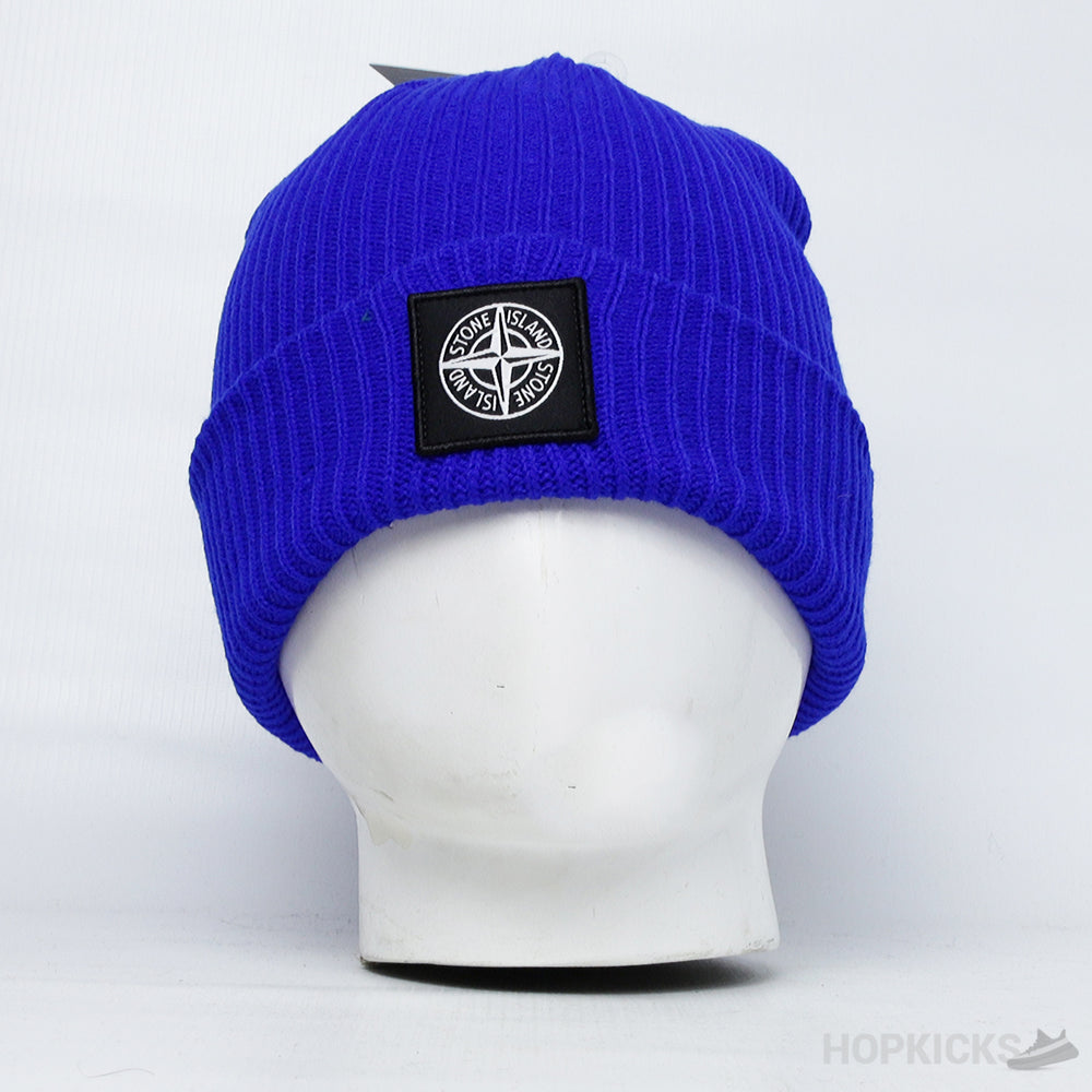 Stone Island Rib-knit Compas Beanie Blue