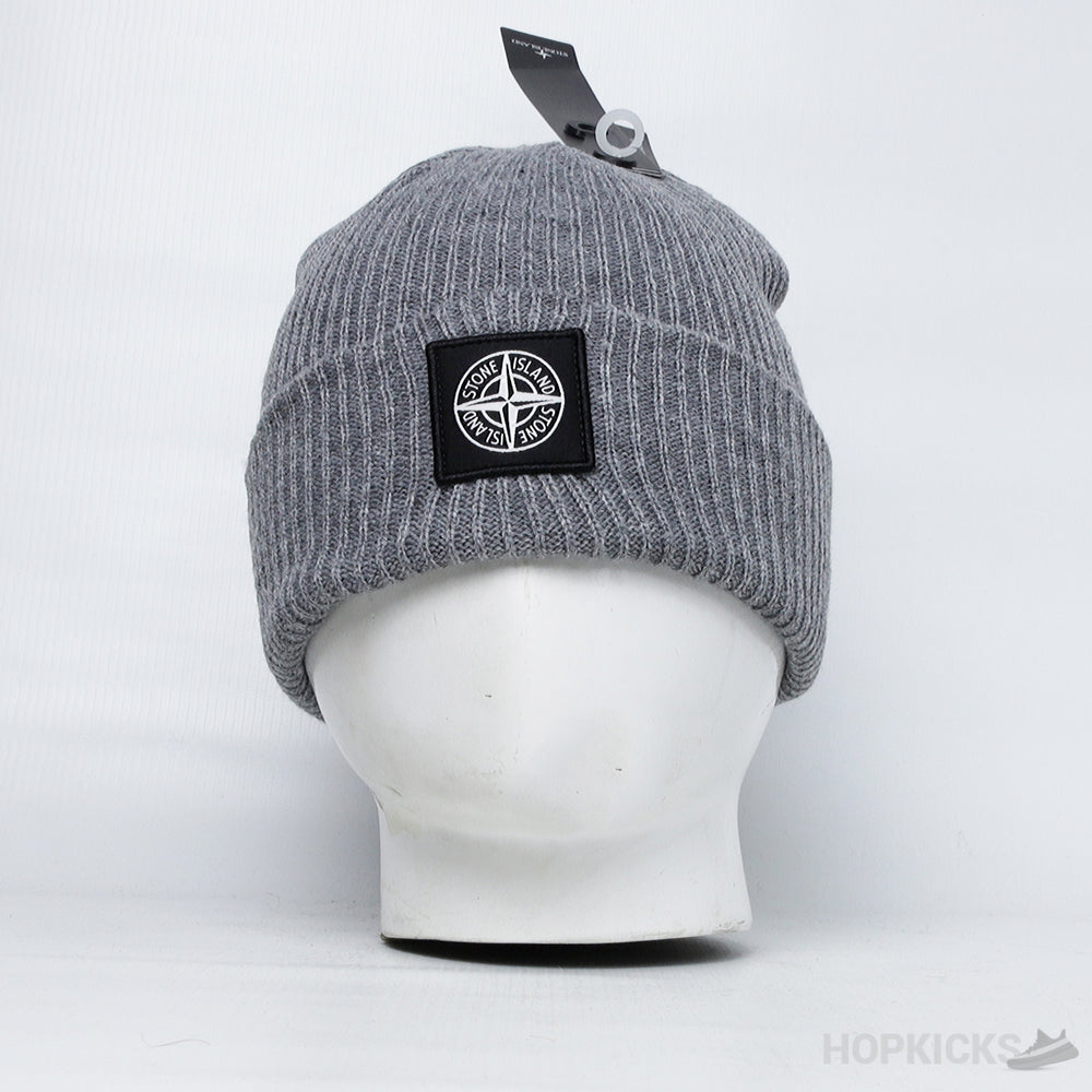 Stone Island Rib-knit Compas Beanie Grey