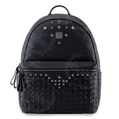MCM Black Studded Bagpack [ TOP QUALITY]