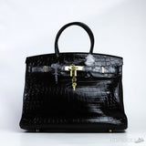 H*rmes Birkin Black Shiny Crocodile Bag Gold Hardware - Photo 1