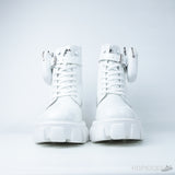 Prada Monolith Brushed Leather Nylon Boots (Dot Perfect) - Photo 6
