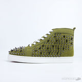 CL Green Suede Multi Level Spiked High Top - Photo 1