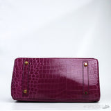 H*rmes Shiny Bordeaux Crocodile Birkin Bag Gold Hardware - Photo 6