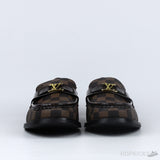 LV Moccasin Plain Leather Gold Black Loafers (Dot Perfect) - Photo 6