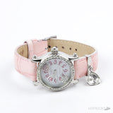 Alessandra Olla Crystal Bezel Heart Charm Pink Leather Watch - Photo 6