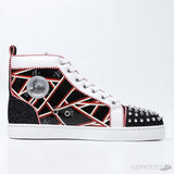 Christian Louboutin Lou Spikes Orlato Sneaker in Red and Black (Dot Perfect) - Photo 3