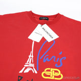 Balenciaga Paris Print Logo Red T-Shirt - Photo 10