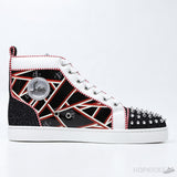 Christian Louboutin Lou Spikes Orlato Sneaker in Red and Black (Dot Perfect) - Photo 6