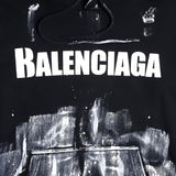 Balenciaga Logo Brushstrokes Black Hoodie - Photo 3