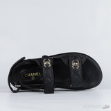 Chanel Grained Calfskin Velcro Dad Sandals Black (Premium Plus Batch) - Photo 5