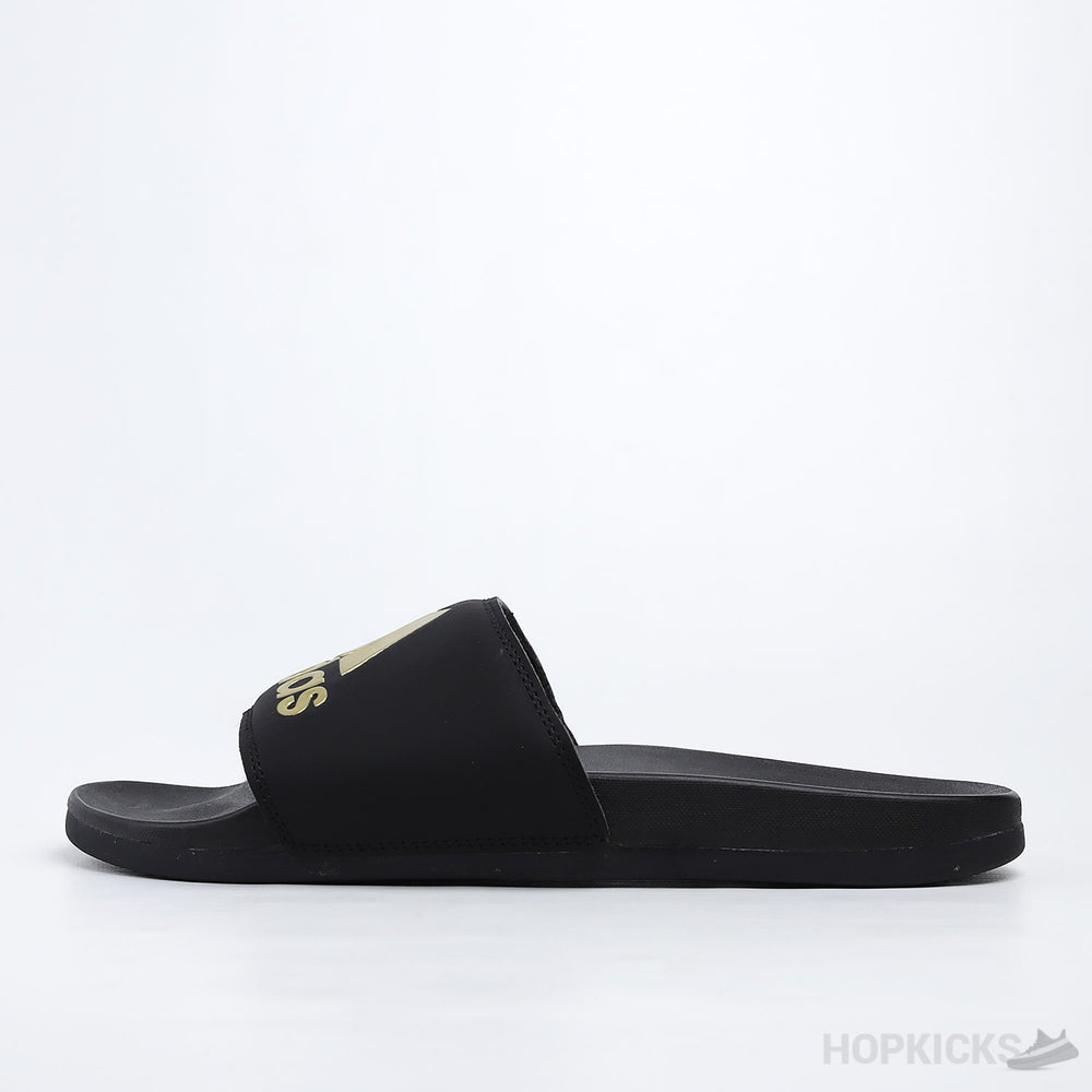 Adilette Gold Metallic Core Black Slides