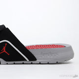 Air Jordan Hydro 4 Black Fire Red Cement Grey Slides - Photo 8
