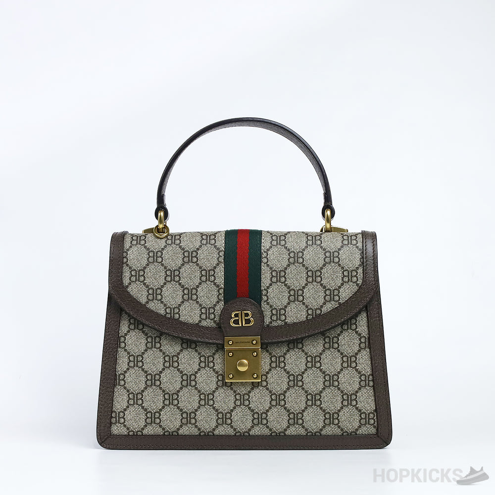 G*cci x B*lenciaga Hacker Project Small Handbag Beige