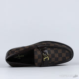 LV Moccasin Plain Leather Gold Black Loafers (Dot Perfect) - Photo 5