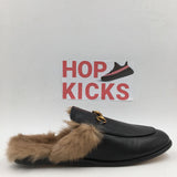 Gucci Fur Lined Leather Loafer Slides - Photo 3