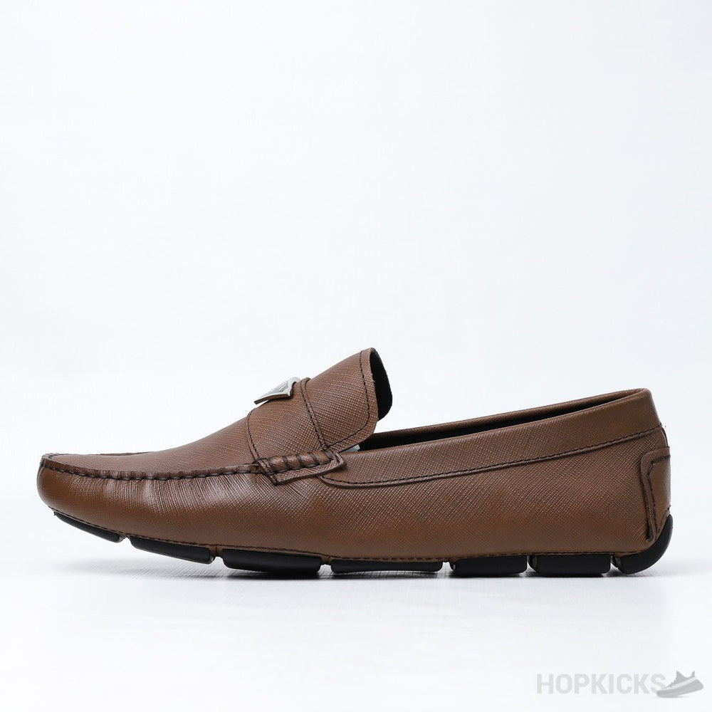 Prada Triangle Logo Penny Slot Brown Loafers (Premium Plus Batch)