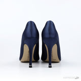 Manolo Blahnik Navy Blue Satin Hangisi Pumps (Dot Perfect) - Photo 10