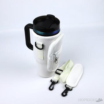 Bottle Cover With Phone Pocket White Color